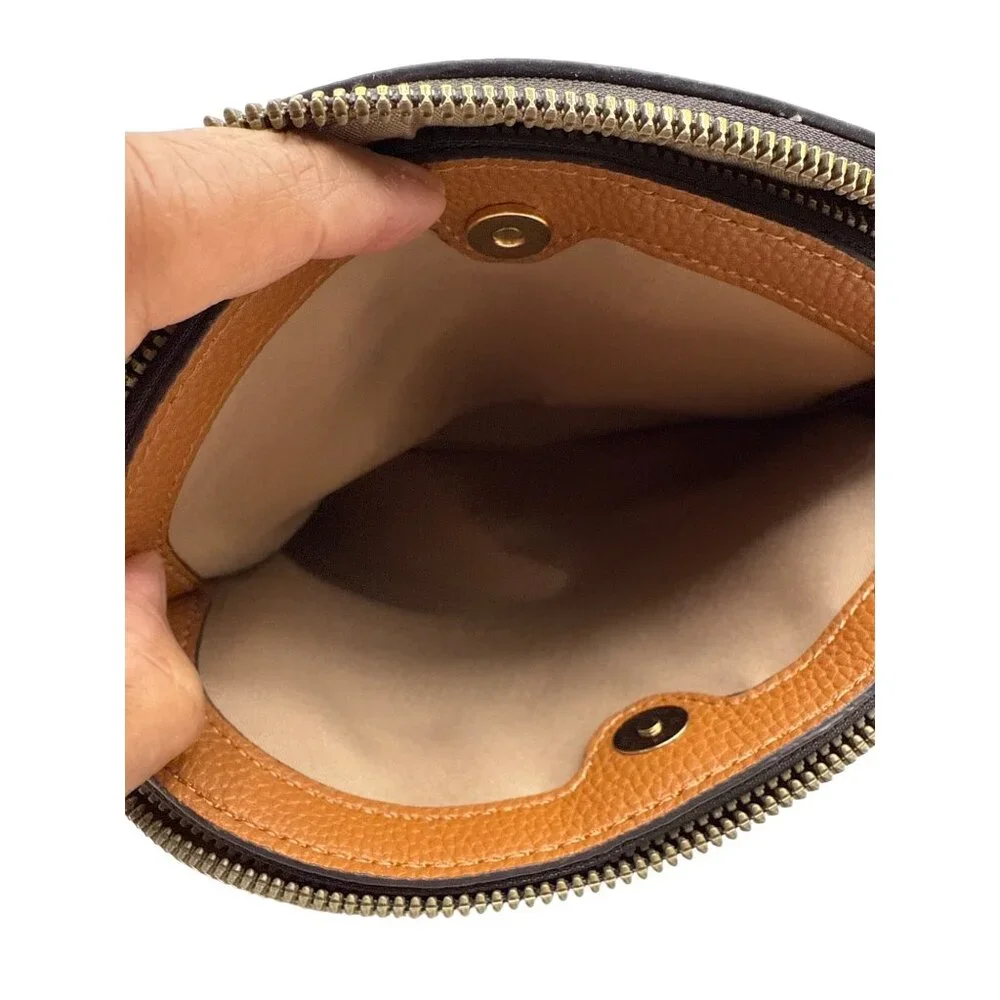 Nanette Lepore Brown Patterned Crossbody Bag Adjustable Strap Gold Hardware